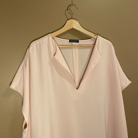 American Apparel - Baby Pink V-neck Tunic Mini-Dress/ Long Blouse - Picture 3 of 3
